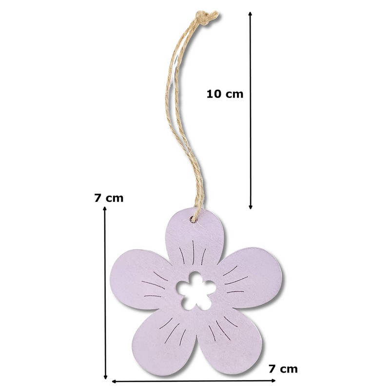 DARO DEKO Wooden Decorative Hanging Flowers 24 Pieces 7 cm