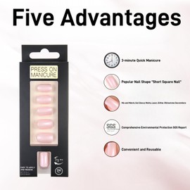 Hamefen Press On Nails, Aurora Press On Nails, Includes 24 Nails, 1 Mini File, Adhesive Tabs(24 Pcs Jelly Glue Stickers).E117