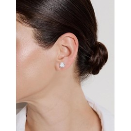 4mm Moissanite Tiny Imitation Diamond Round Silver Stud Circle Everyday Comfy Second Hole Earrings for Women