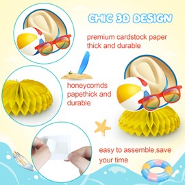 Summer Party Honeycomb Centerpieces - 9pcs summer party decorations honeycomb, beach summer honeycomb centerpiece & beach party centerpiece decorationsfor Summer Beach Party Decorations