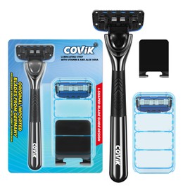 COVIK 5-Blade Razor Shaving Holder (with Blade) for Men, Main Unit + Replacement Blade (Body + 2 Replacement Blades)