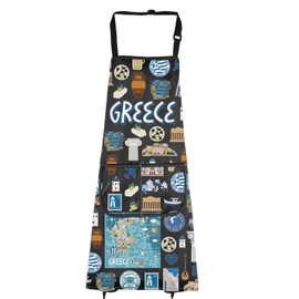 VAMSII Greek Souvenir Gift Greece Travel Kitchen Chef Cooking Aprons Greek Island Gift Greece Lover Gift Greek Tourist Gift (GreeceBlackApron)