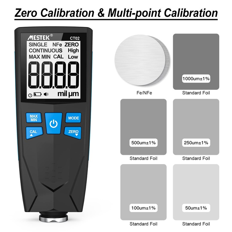 MESTEK Paint Thickness Meter 0-1500um with LCD Display 2 Measuring