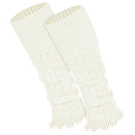 Piarini ® Women's Knit Leg Warmers plain fashionable colour Leg Warmers One Size - White - One size