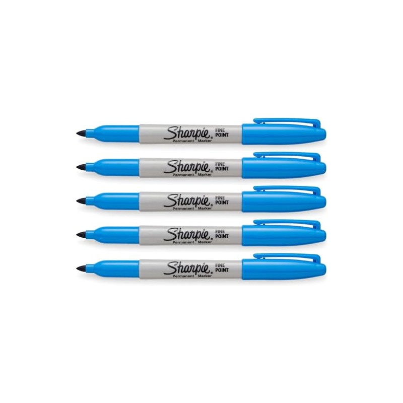 SHARPIE Blue, Fine Point Tip, Permanent Markers, 5-Count (Brilliant Blue)