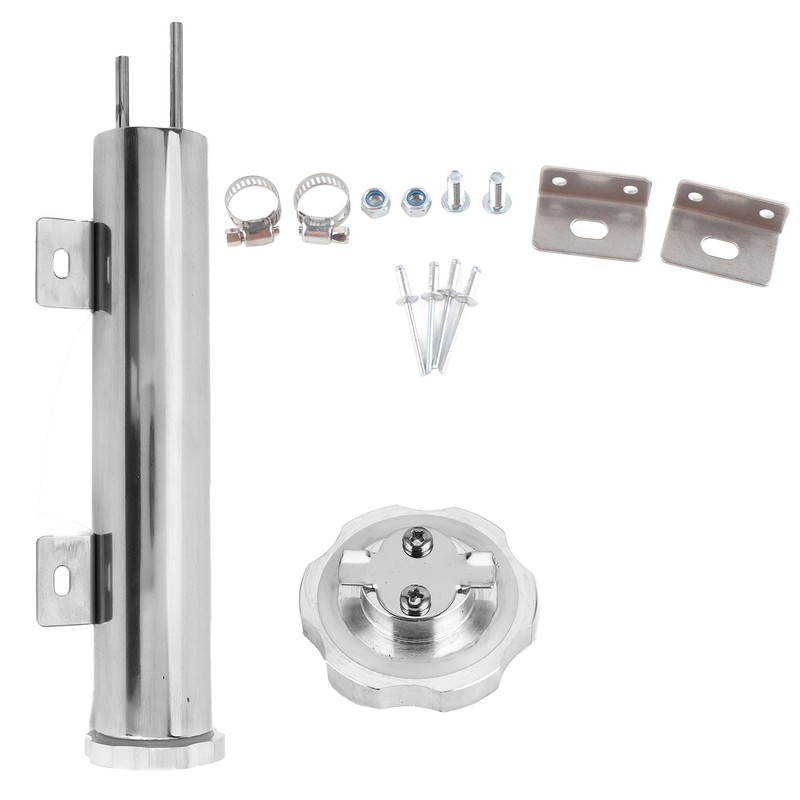 2x10in Stainless Steel Radiator Overflow Tank Recovery Bottle With Mounting