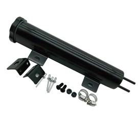GSKMOTOR - Botella de depósito de desbordamiento de radiador de 2 x 10 pulgadas, acero inoxidable, color negro