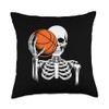 Skeleton Basketball Artwork Slam Dunk Throw Pillow