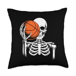 Skeleton Basketball Artwork Slam Dunk Throw Pillow