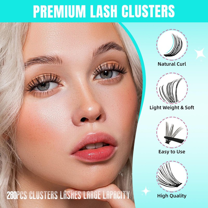 Wispy Eyelash Cluster Eyelash Extensions, 40D Cluster Eyelashes, Individual Eyelashes,
