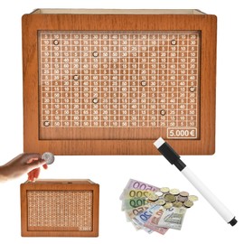 Wooden Money Box with Counter, Money Box with Numbers, Wooden Piggy Bank with Counter, Reusable Money Box, for Adults and Children