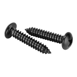 #8 x 1 Pan Head Self Tapping Screws Sheet Metal Wood Screws, Black Finish, Stainless Steel 304, 100 PCS