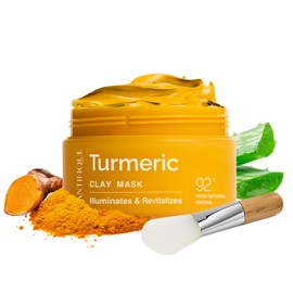 PLANTIFIQUE Korean Turmeric Clay Mask with Vitamin C – Targets Dark Spots, Refines Pores, Hydrates & Calms – Includes Spatula, 110g / 3.88 oz