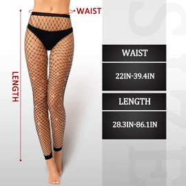 Geyoga 3 Pcs Fishnet Footless Tights Women Glitter Fishnet Stockings High Waist Fishnet Footless Tights Leggings (Large Mesh, Medium Mesh, Small Mesh)