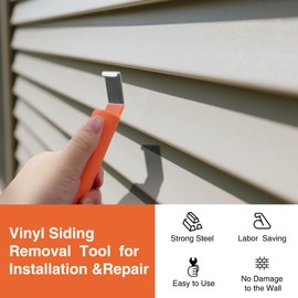 7 Inches Vinyl Siding Removal Tool with Extra Long Handle - Premium Vinyl Siding Tools & Repair Kit for Damage-Free Panel Adjustments (Orange, 2pack)