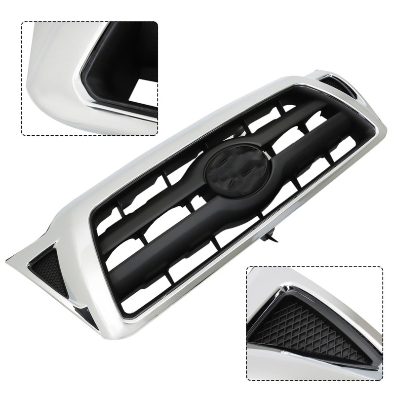 GXYWADY Front Grille Chrome with Black Insert Replacement for Tacoma