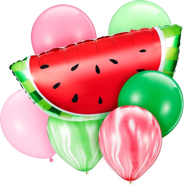 34 Pcs Watermelon Balloons Party Decorations Include 30 Pcs Pink Green Color Watermelon Latex Balloons and 4 Pcs Watermelon Shape Foil Balloons for Watermelon Theme Birthday Party Baby Shower Decor