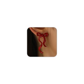 LKingel Bow Earrings for Women Red Bow Stud Earring Elegant Ribbon Earring Christmas Decorations Xmas Holiday Earring Jewelry Stocking Stuffers Christmas Outfits for Women 2025 Ribbon Dangle2