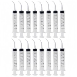 HJYDGJ Plastic Curved Tip Syringes Irrigation Syringe, With Curved Tip Syringe, 12ml Curved Mouth with Scale Syringe, Pet Feeding Syringe (16 PCS)