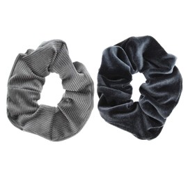 Zac's Alter Ego Set of 2 Velvet Fashion Scrunchies - 1 Plain & 1 Corduroy