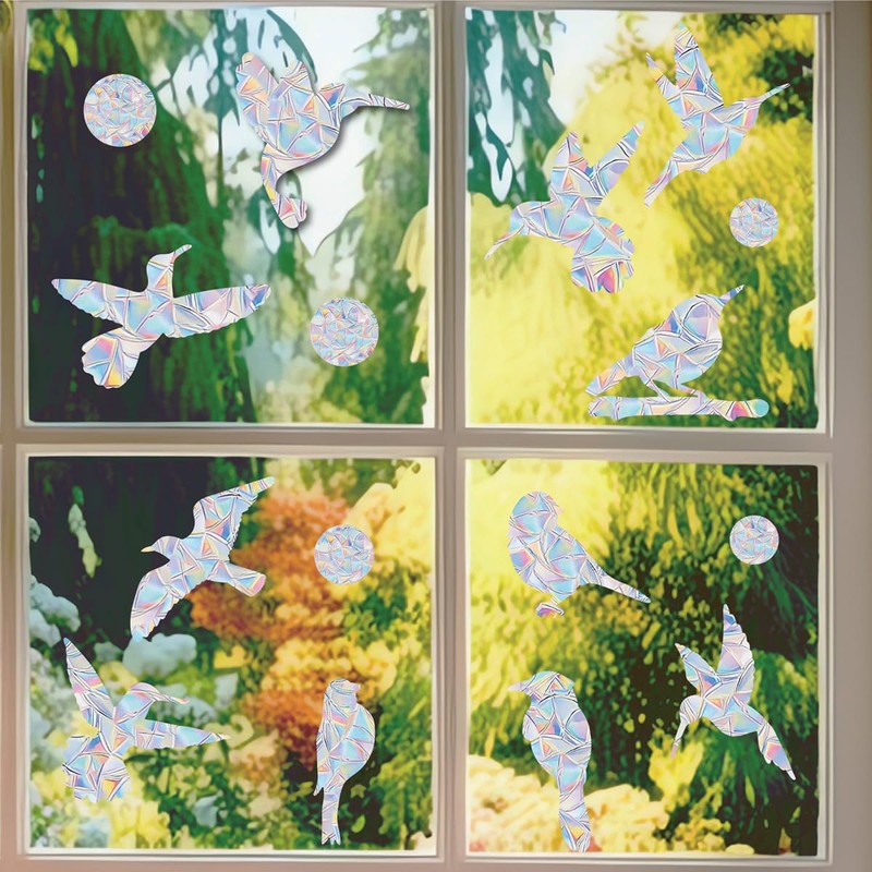 Pack of 48 Prism Window Stickers for Bird Strikes, Suncatcher
