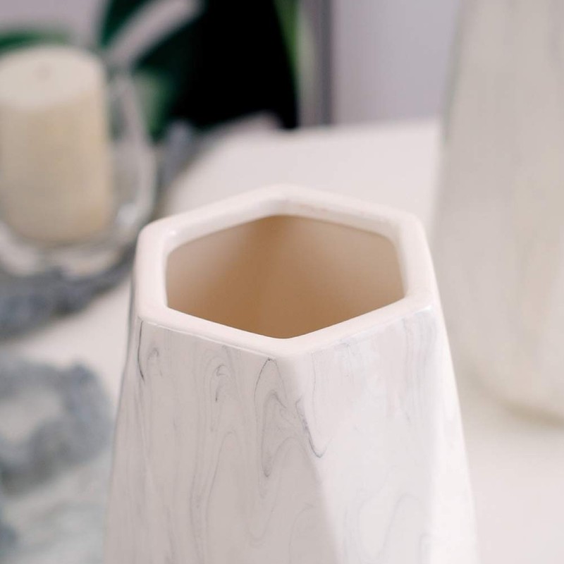 Hutoco 11.8 inches (30 cm) White Marble Flower Base Fashionable