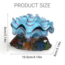 AIMALL Aquarium Clam Shell Ornament Bubble Aerator Resin Shellfish Decoration with Air Pump Connector for Fish Tank Landscape Blue Orange 4.13"x3.14"