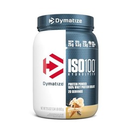 Dymatize ISO100 Whey Protein Powder Isolate, Gourmet Vanilla, 25g of Protein, 20 Servings, 5.5g BCAAs, Less Than 120 Cal., Gluten Free, 1g Fat, 1g Sugar, 2g Carb