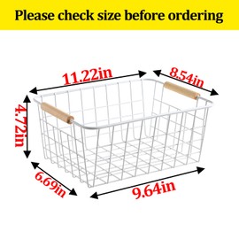 Aeggplant Kitchen Wire Baskets Farmhouse Decor Metal Food Storage Organizer,Household Refrigerator Bin with Built-in Handles for Cabinets,Pantry,Bathroom,Black
