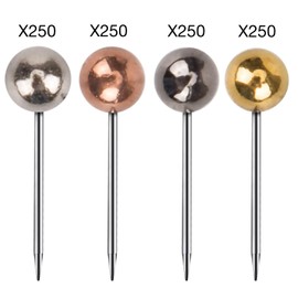 AIEX 1000 x map pins, pin needles, thumb tacks for world map, cork board, fabric marking, 1/8-inch metallic round head with stainless steel tip