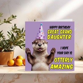 Great Granddaughter Birthday Card - Otterly Amazing - Funny Otter Birthday Card for Great Granddaughter