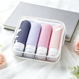 4 Pcs Botellas de Viaje de Silicona, Accesorio Portátil de 90 ml