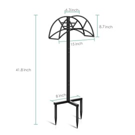 TomCare Garden Hose Holder Detachable Metal Water Hose Holder Holds 150 FT Hoses Free Standing Hose Hanger Stand Heavy Duty Garden Storage Rack for Outside Yard Lawn, Black