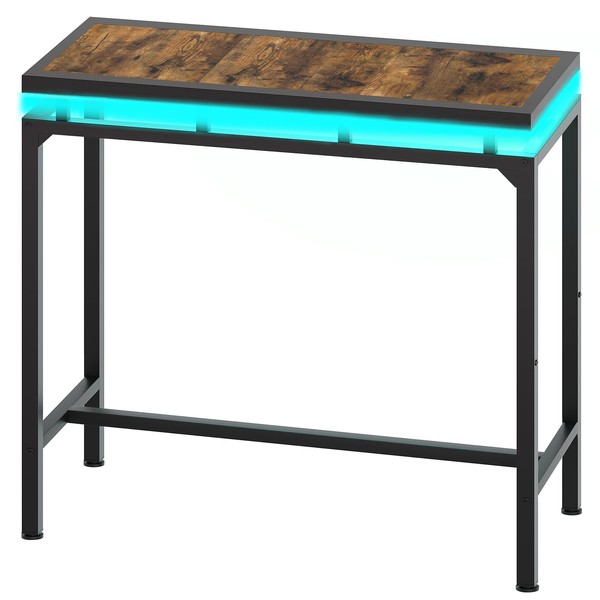YATINEY Bar Table with LED Lights, Counter Height Table, Bar