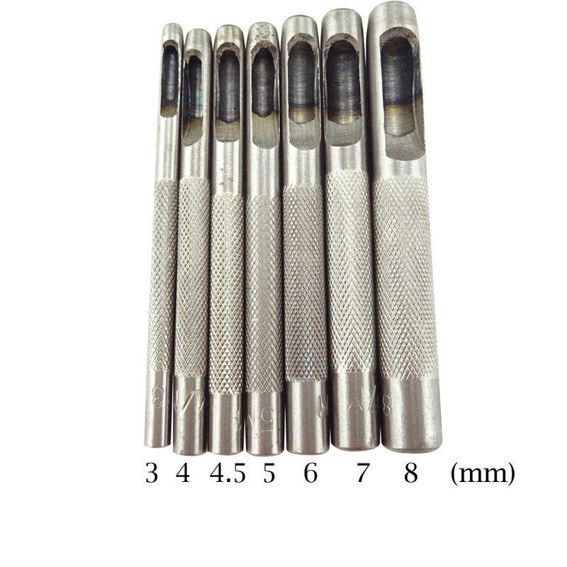 Honbay Leathercraft 7PCS Hollow Leather Hole Punch Round Hole Punch