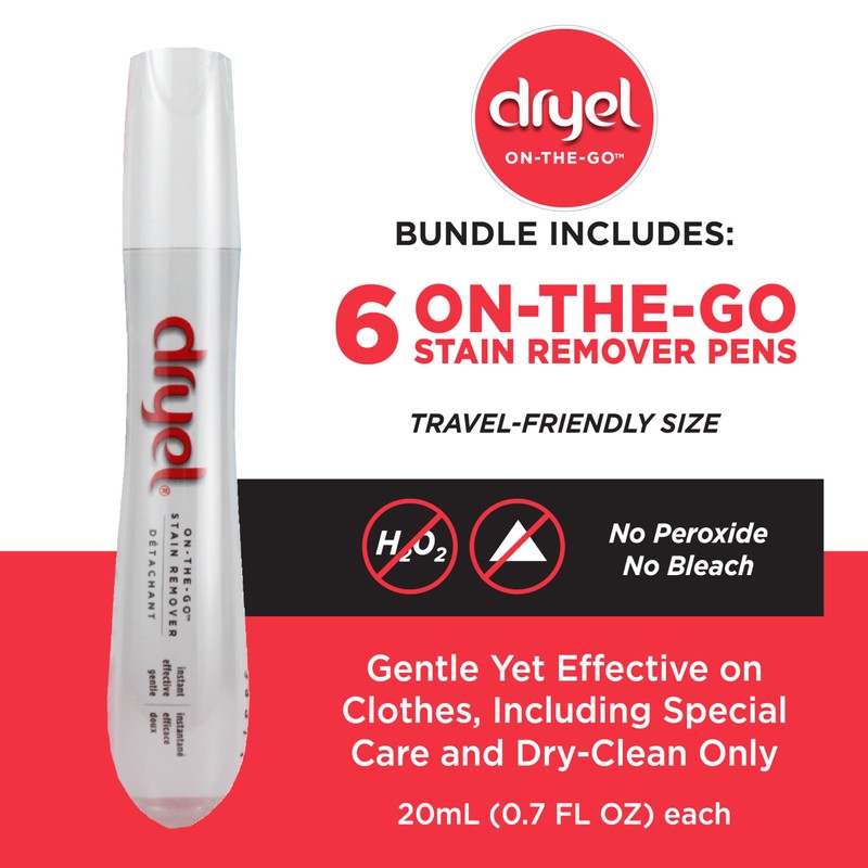 Dryel On-The-Go Stain Remover Pen with Soft Touch Applicator Scrubber,
