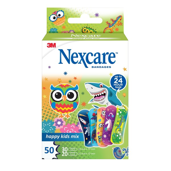 Nexcare Happy Kids Mix Plasters, Big Pack, Assorted, 50/Pack