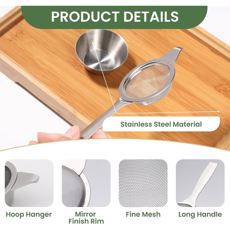 Stainless Steel Tea Filter with Drip Bowl – Fine Mesh
