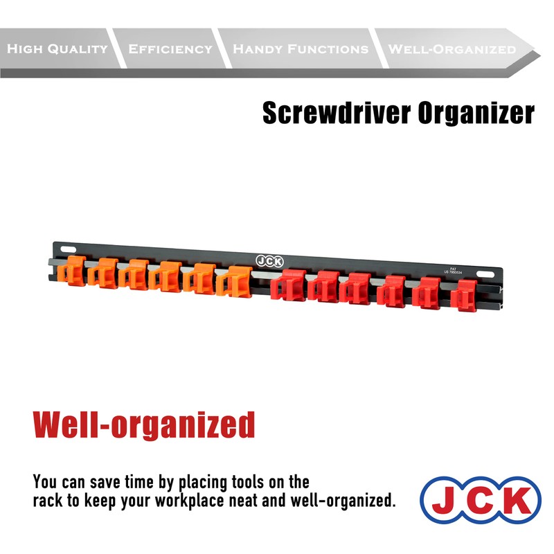 JCK Professional Quality Aluminum Screwdriver Organizer, Wall Mount Screwdriver Organizer,