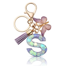 CHUQING Keychain Letter Initial Gifts with Initials Keyring Letter Women's Keyrings Keychains Key Chain Butterfly