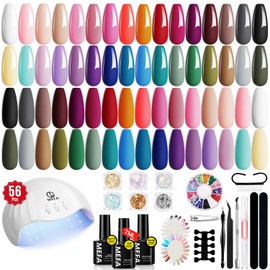 MEFA 32 Colors Gel Nail Polish Kit with U V Light, 54 Pcs Nude Pink Popular Gel Nail Polish Starters Set Essential Manicure Tools Nails Art Decorations DIY Gifts