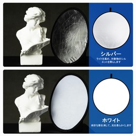 Selens Photography Reflex Board, Foldable, Diameter 60cm, Large Round Reflex Board, Reflector, Silver/White, 2-in-1, Studio Photography, Fill Light, with Carrying Case
