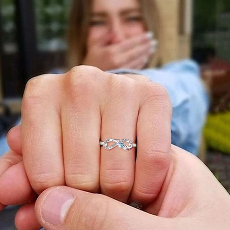 WIOY Sterling Silver Infinity Ring - Women Promise Rings for
