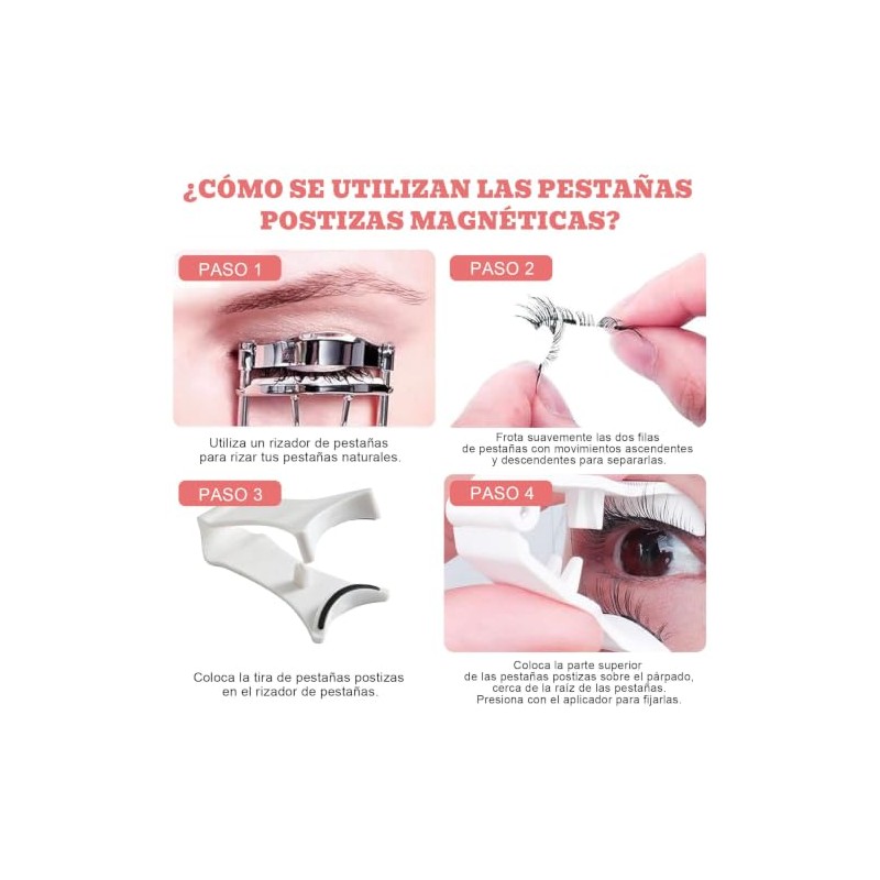 Mythya Pestañas magnéticas, Set de 4 Pares, sin Necesidad de