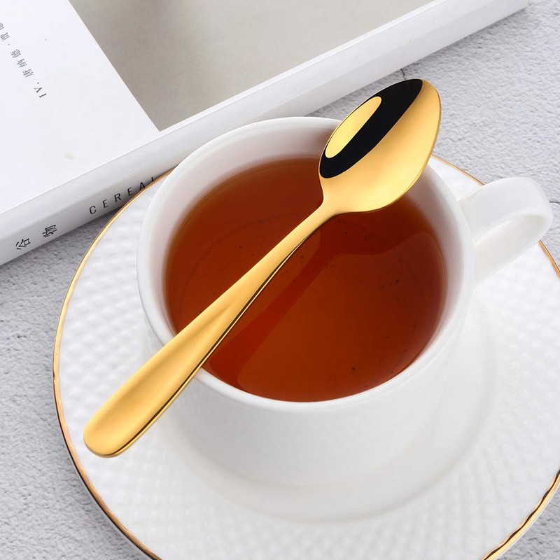 Bisda 8-Piece Coffee Spoon Set, 18/10 Stainless Steel Gold Tea