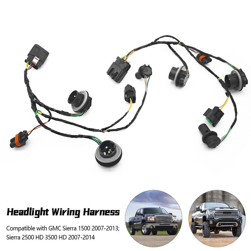2 Pcs Headlight Wiring Harness Replacement 15841610 Compatible with GMC