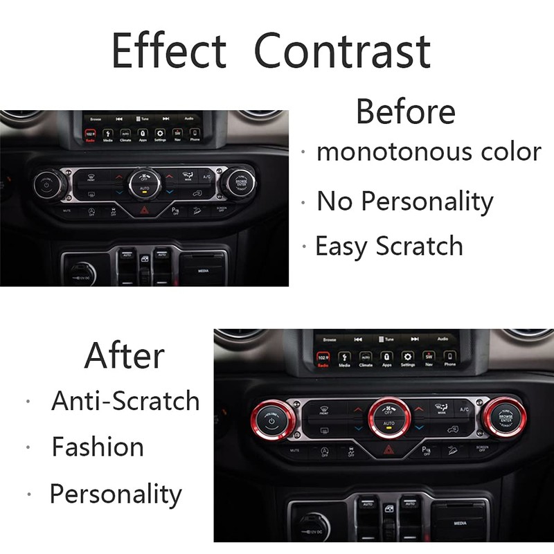 Lanyun Air Conditioner and Headlight Switch Knobs Trim Compatible Jeep