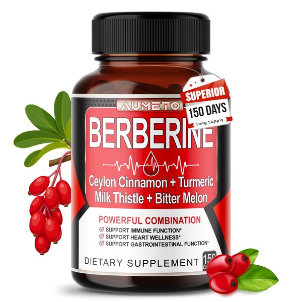 Berberine Supplement - Enhanced with Ceylon Cinnamon, Turmeric, Milk Thistle,