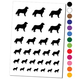 Bernese Mountain Dog Solid Temporary Tattoo Water Resistant Fake Body Art Set Collection - Black (One Sheet)