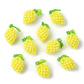 UR URLIFEHALL 10 Pcs Yellow Lemon Acrylic Charms 3D Fruit Beads Dangle Charms for DIY Bracelet Necklace Keychain Jewellery Making Crafts